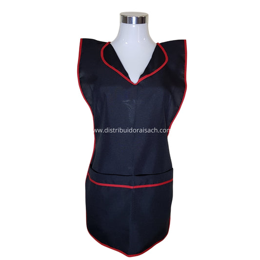 Delantal Packing/Cocina Por Docena Negro con Rojo