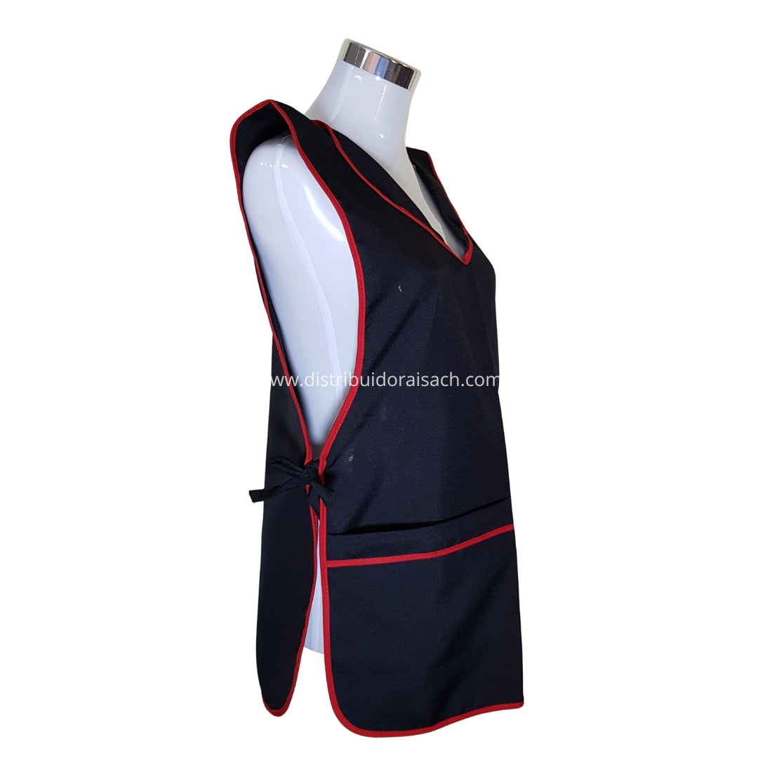 Delantal Packing/Cocina Por Docena Negro con Rojo